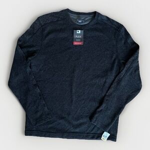 Van Heusen Mens S Flex Fleece Sweater Classic Fit Knit Gray Crewneck